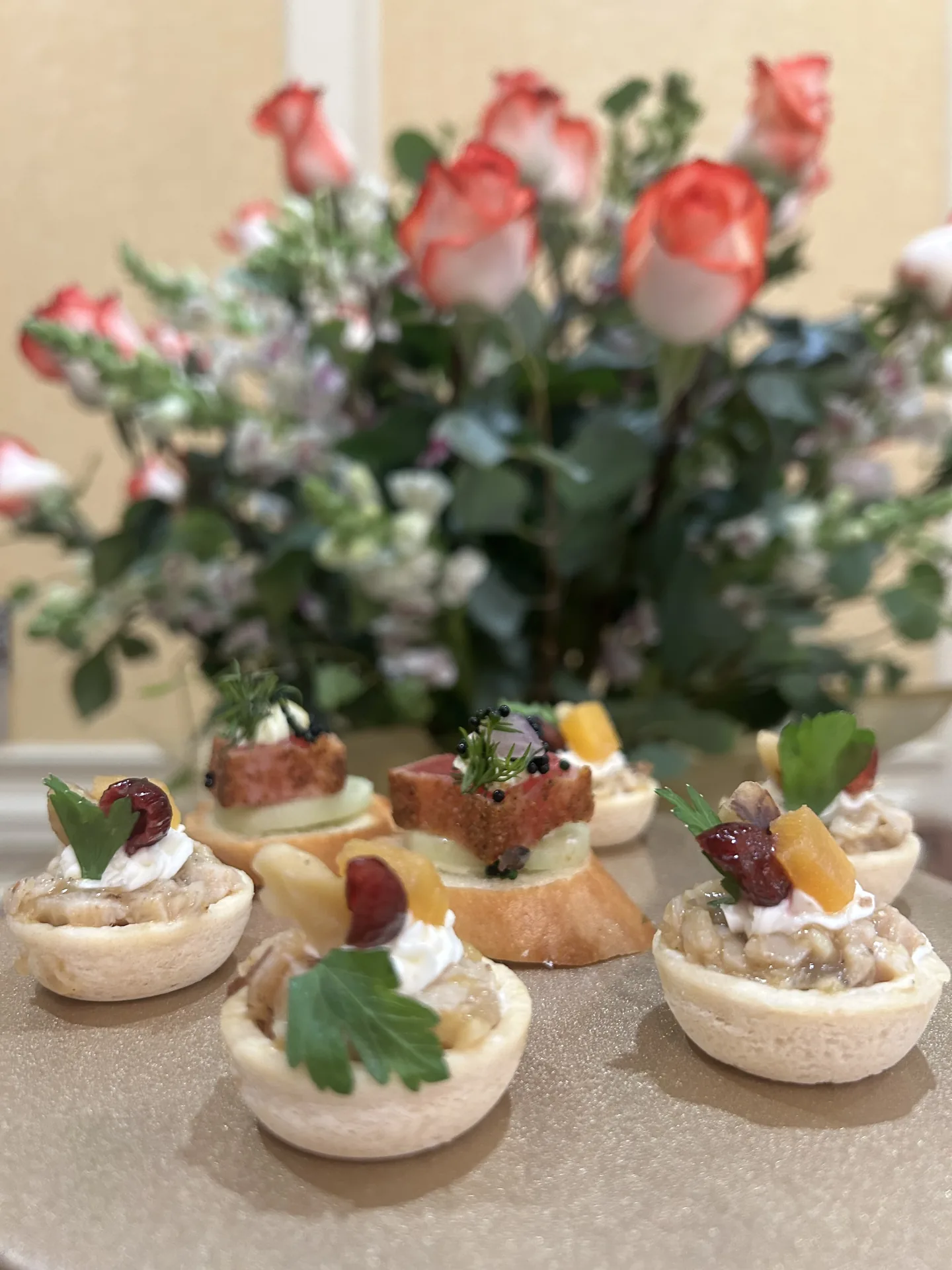 Floral wedding event table styled and catered by KMR Gourmet in Burbank
